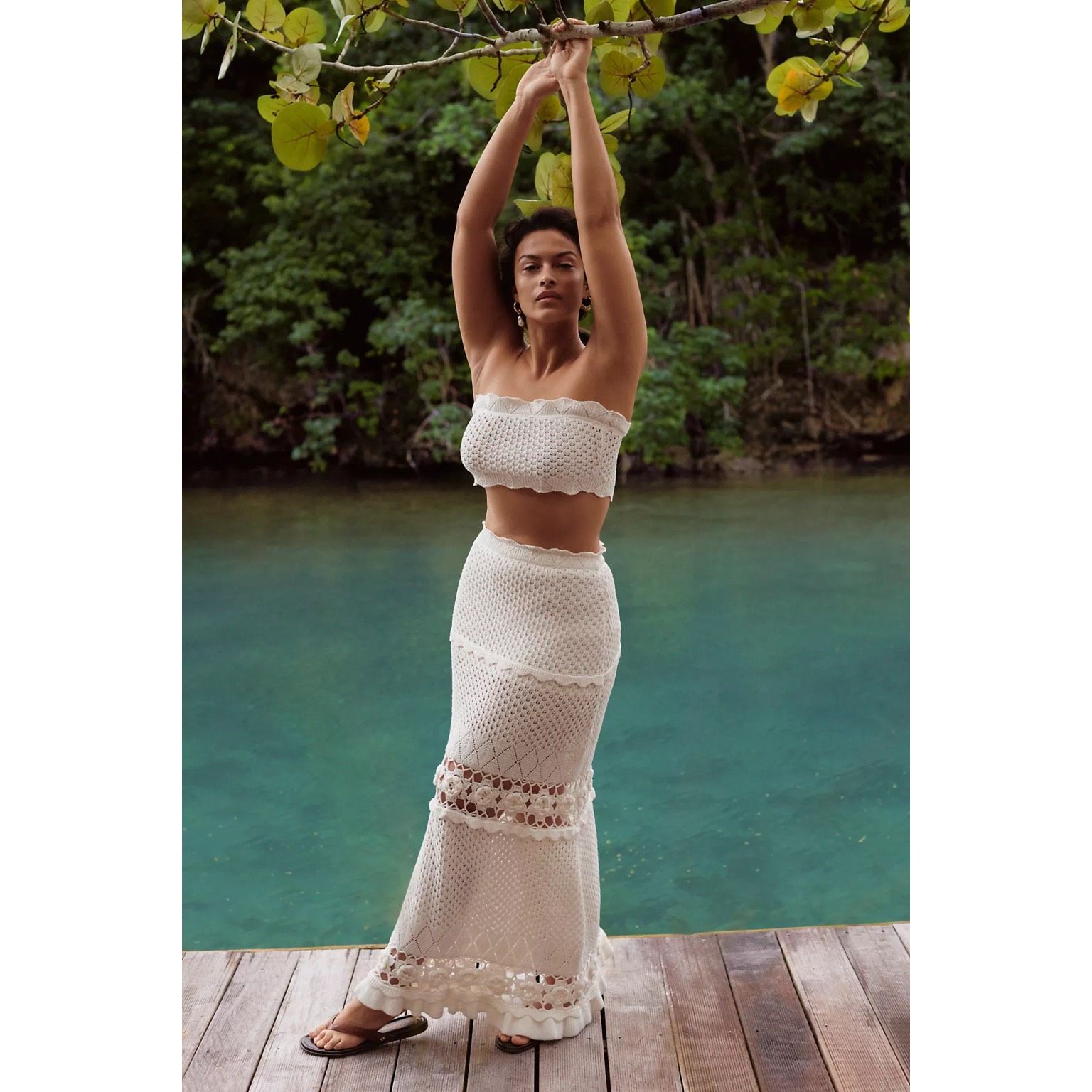 New Anthropologie Mable Crochet Sweater Maxi Skirt Size L
